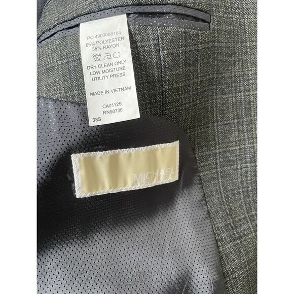 Michael Kors Mens Blazer Gray Plaid Check Dual‎ Vent 38S Sport Suit Coat Jacket - Picture 7 of 7